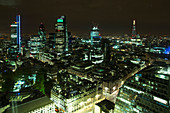 View of London cityscape at night, United Kingdom