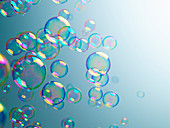 Translucent bubbles on blue background