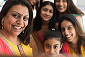 Happy Indian women and girls in bindis