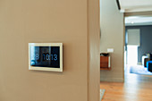 Digital home automation displaying date and time