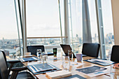 Business conference room overlooking city