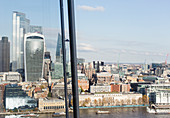 Sunny highrise cityscape view, London, UK