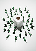 Toy soldiers guarding toilet paper
