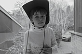 Portrait boy in cowboy hat