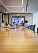 Business people video conferencing meeting