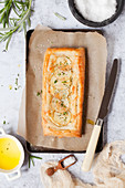 Brie potato and rosemary tart