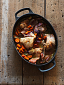 Braised rabbit with carrots and onions