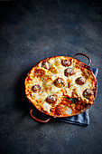 Three-cheese and meatball lasagne