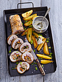 Chicken roll with mushrooms and carrots