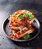 Vegetarian pizza waffles