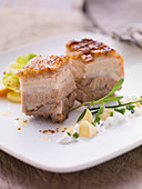 Grilled crispy pork with garlic and sour cream