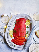 Cranberry-cured salmon