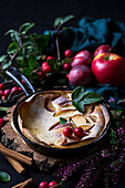 A Dutch Baby with apples