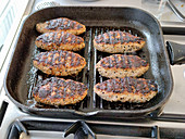 Köfte in a grill pan