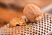 Nutmegs on a nutmeg grater
