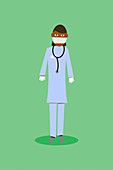 Nurse wearing personal protective equipment, illustration
