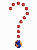 Coronavirus question mark, conceptual illustration