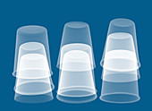 Stacked plastic cups, X-ray