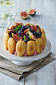 Madeleine cake with fresh fruits