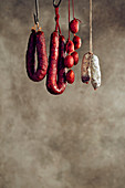 Hanging sausages