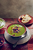 Greens, potato and chorizo soup