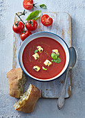 Tomato soup with croutons