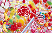 Stillleben mit verschiedenen bunten Süßigkeiten