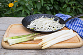 Asparagus peel being used for asparagus soup