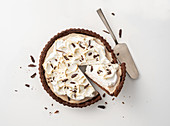 Chocolate tarte with chestnut cream and a meringue topping