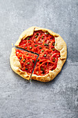 Quick puff pastry galette with tomatoes and almond cream