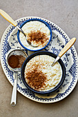 Portuguese rice pudding with goat's milk and cinnamon