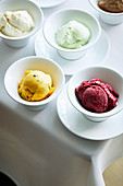 Ice cream and sorbet made from grapefruit, wasabi, halva and cardamom