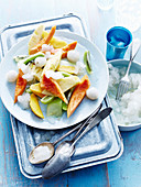 Tropical fruit salad with lemon grass and Ginger granita