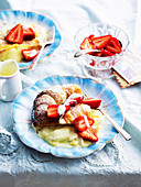 Croissant Custard Pudding with Strawberries