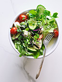 Greek salad with greens