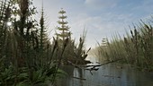 Carboniferous-Permian coastal wetland, illustration