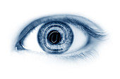 Human eye with at symbol, illustration