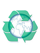 Earth with recycling symbol, illustration