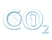 Carbon dioxide with Earth and footprint, illustration