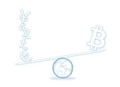 Scales with currency symbols, illustration
