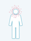 Man with covid-19 virus, illustration