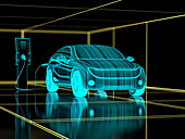 Electric car charging, illustration