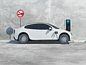 Electric car charging, illustration