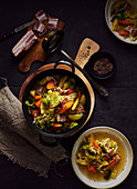 Savoy cabbage stew with bacon
