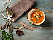 Cream of pumpkin soup with chickpeas