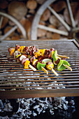 Game innards kebabs on a grill