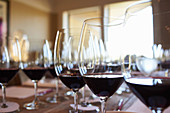 Glasses of red wine, Vérité Wines, California, USA