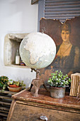 Globe, money tree, and junk as nostalgic decoration