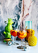 Stone Fruit Sangria in a New Years Eve party setting