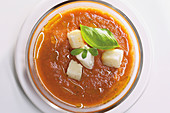 Gazpacho with croutons and basil